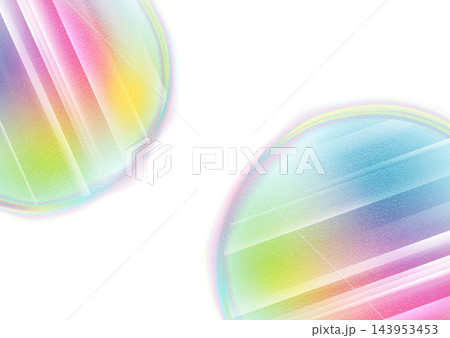 Abstract iridescent holographic circles with lines and grainy texture on white background Abstract iridescent holographic circles with lines and grainy texture on white background 143953453