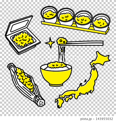 納豆のイラストセット・納豆・ご飯・日本の発酵食品 納豆のイラストセット・納豆・ご飯・日本の発酵食品 143955032