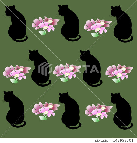 猫と花　イラスト 143955301