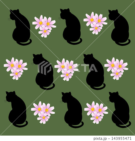 猫と花　イラスト 143955471