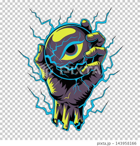 The image shows a dark, clawed hand belonging to an undead creature or a monster The image shows a dark, clawed hand belonging to an undead creature or a monster 143958166