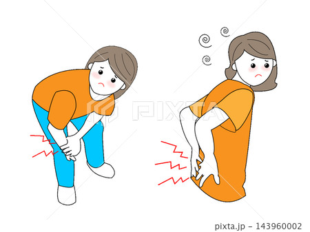 ひざ痛と腰痛の女性 143960002