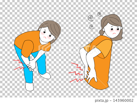 ひざ痛と腰痛の女性 143960002