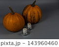 Pumpkins and candles on display for autumn celebration in October 143960460