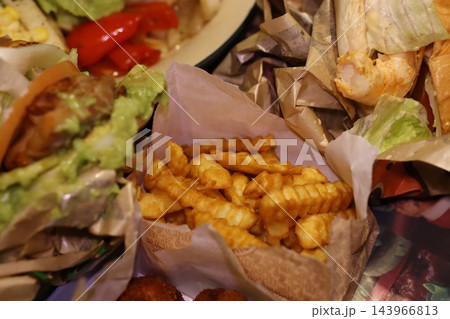 Gourmet Food Platter with Burgers and Fries Gourmet Food Platter with Burgers and Fries 143966813