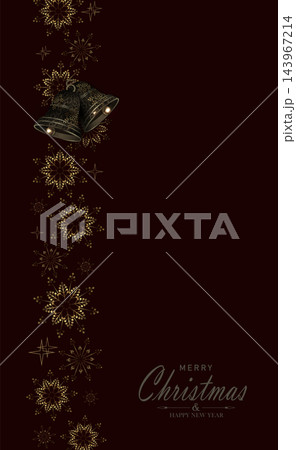 Merry Christmas 2027. An isolated gold garland with snowflakes and bells Merry Christmas 2027. An isolated gold garland with snowflakes and bells 143967214
