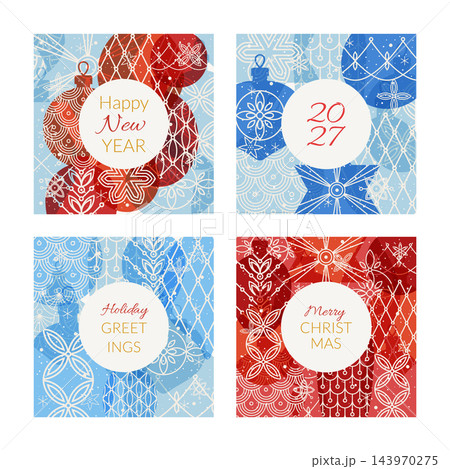 Collection of colorful winter holidays cards, Christmas and New Year greeting cards 143970275