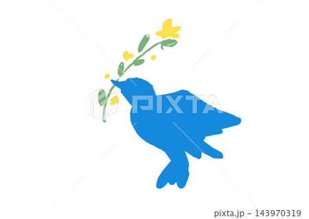 黄色い花と青い鳥を組み合わせた手描き風シルエットイラスト、緑の茎や葉を添えたシンプルでかわいい自然モ 黄色い花と青い鳥を組み合わせた手描き風シルエットイラスト、緑の茎や葉を添えたシンプルでかわいい自然モ 143970319