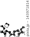 白黒プレゼントの手描き線画風囲みフレーム素材・縦・下のみ 143971814