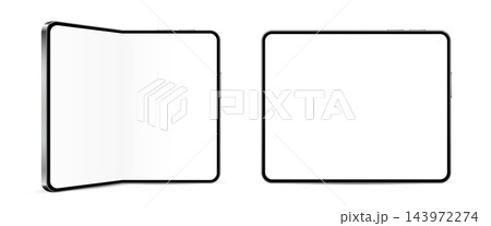 Foldable smartphone mockup with blank screen isolated on a white background 143972274
