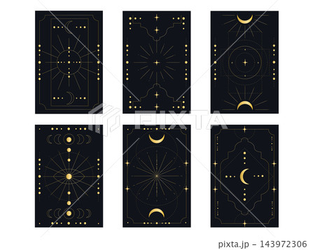 Collection of astrological cards featuring celestial elements Collection of astrological cards featuring celestial elements 143972306