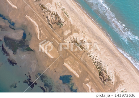 Aerial view of beach in spain Aerial view of beach in spain 143972636