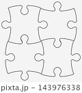 Interlocking puzzle pieces template with empty areas for text. Game shapes on white background for infographic layouts and modern business presentations. 143976338