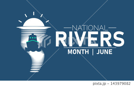 National Rivers Month Vector Nature Poster Banner Design Illustration 143979082
