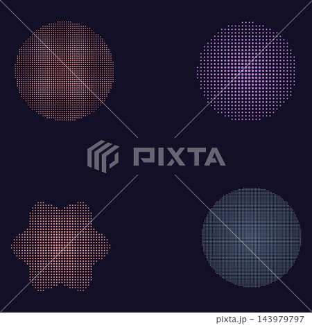 Collection of retro halftone circles and star abstract elements vector illustration Collection of retro halftone circles and star abstract elements vector illustration 143979797