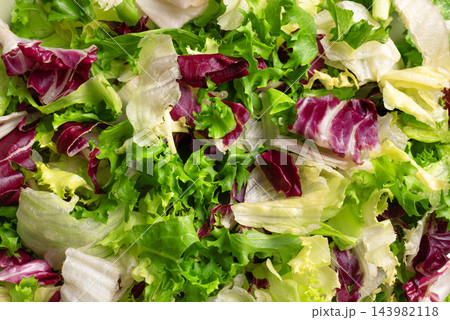 Mix of salad greens close up as background Mix of salad greens close up as background 143982118