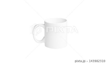 White coffee mug mockup isolated on white backdrop for corporate branding and print 143982310