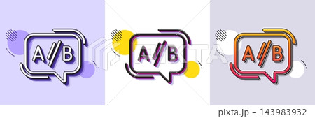 Ab testing line icon. Halftone dotted pattern. Gradient icon with grain shadow. Ui test chat bubble sign. Line ab testing icon. Various designs. Vector 143983932