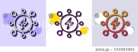 Power line icon. Halftone dotted pattern. Gradient icon with grain shadow. Electric energy sign. Charge performance symbol. Line power icon. Various designs. Vector Power line icon. Halftone dotted pattern. Gradient icon with grain shadow. Electric energy sign. Charge performance symbol. Line power icon. Various designs. Vector 143983993