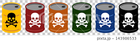 Hazardous Substance Warning Icons: Drum Can with Skull - Hazardous Material Symbol Set Hazardous Substance Warning Icons: Drum Can with Skull - Hazardous Material Symbol Set 143986533
