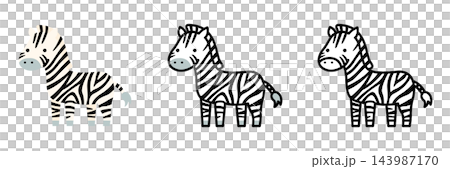 Zebra illustration set: Pop and cute animals Zebra illustration set: Pop and cute animals 143987170