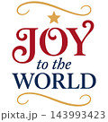 Decorative christmas greeting card design featuring the festive phrase joy to the world with a golden star icon Decorative christmas greeting card design featuring the festive phrase joy to the world with a golden star icon 143993423