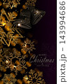 Merry Christmas. Holiday card with golden snowflakes and a bell 143994686