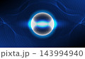 Futuristic glowing orb sphere with abstract blue digital wave lines technology background 143994940