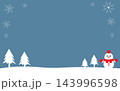 雪の結晶と雪だるまのフレーム素材　冬　クリスマス 143996598