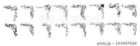 Luxury gold corner frame invitation card background vector.  143997689