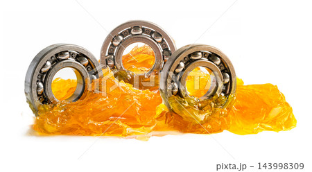 Ball bearing stainless with grease lithium machinery lubrication for automotive and industrial  isolated on white background. 143998309