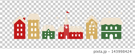 クリスマスの街並のイラスト 冬 雪 かわいい シンプル 家 建物 背景 素材 飾り クリスマスの街並のイラスト 冬 雪 かわいい シンプル 家 建物 背景 素材 飾り 143998424