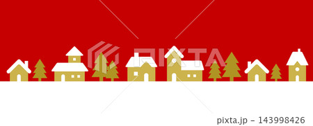 クリスマスの街並のイラスト 冬 雪 かわいい シンプル 家 建物 背景 素材 飾り クリスマスの街並のイラスト 冬 雪 かわいい シンプル 家 建物 背景 素材 飾り 143998426