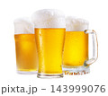cold mug and glasses of beer isolated on white background 143999076