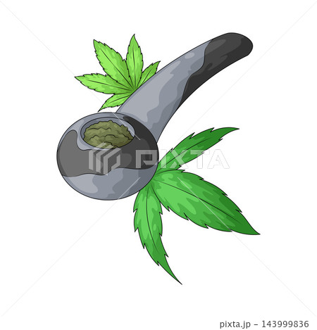 Illustration of Smoking Pipe with Cannabis Leaf 143999836