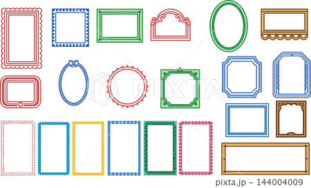 Collection of various decorative colorful empty frames for photos and scrapbook layouts 144004009