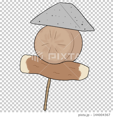 A hand-drawn illustration of oden ingredients on a skewer. A hand-drawn illustration of oden ingredients on a skewer. 144004367