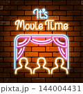 Cinema and Movie time neon signboard 144004431