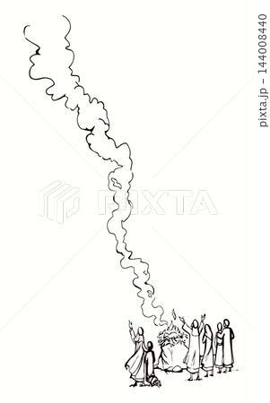 Vector drawing. Noah Offers a Sacrifice to God 144008440