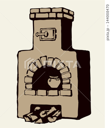 Old Russian stove. Vector drawing Old Russian stove. Vector drawing 144008470