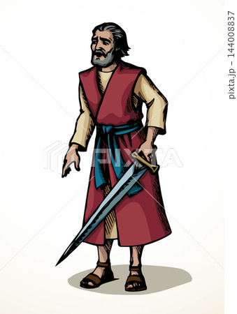 Vector drawing. Man with the sword 144008837