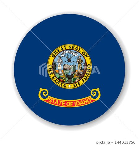 Idaho state circle flag. Part of The United States of America. Clean design for print, web, or educational use. Vector illustration with dropped shadow on white background. 144013750