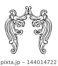 Symmetrical hand drawing design element ornate wings vector illustration 144014722