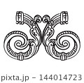 Symmetrical hand drawing design element scroll vector illustration 144014723