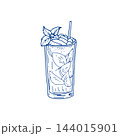 Mojito Cocktail Line Art Vector 144015901