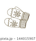 Winter Mitten Snowflake Drawing 144015907