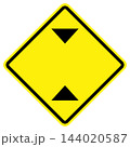 Blank height limitation traffic sign for text. Height limit blank template traffic european road sign. Red and yellow circle sweden style symbol. flat style. 144020587