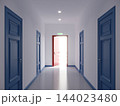 Fire exit  door with interior corridor space. 3d rendering 144023480