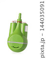 Green portable rechargeable shower pump for camping and outdoor hygiene isolated on white background  144035091