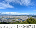 金華山から望む長良川と岐阜市街、青空広がる都市パノラマ【岐阜風景写真】 144040713